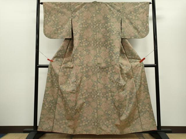 平和屋着物■上質な紬 草花文 正絹 逸品 CABG2166ze