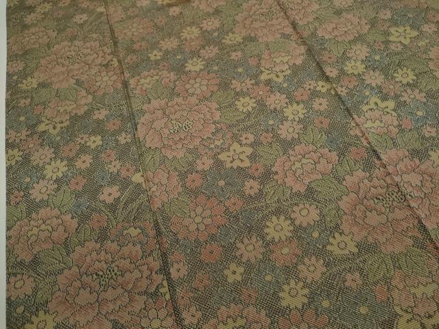 平和屋着物■上質な紬 草花文 正絹 逸品 CABG2166ze