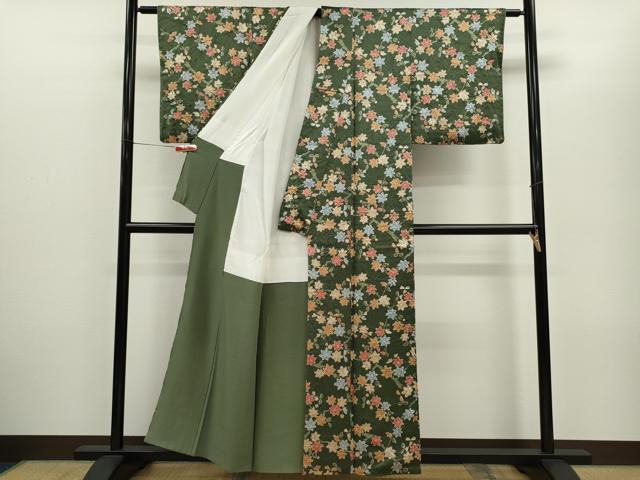 平和屋着物■上質な小紋 絞り 舞葉文 正絹 逸品 CABG2168ze