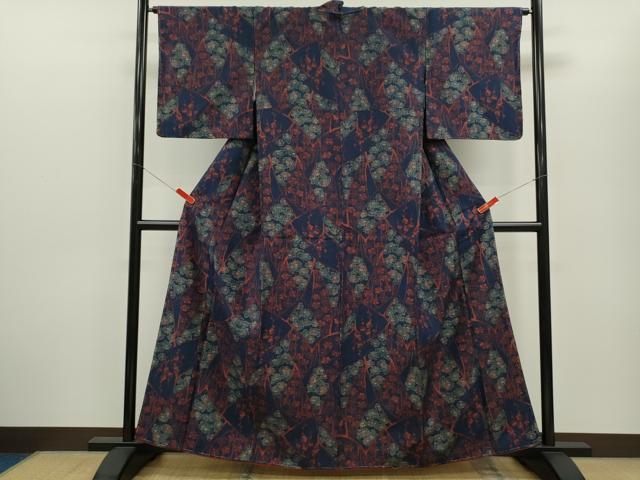 平和屋着物■上質な紬 切嵌草花文 正絹 逸品 CABG2171ze