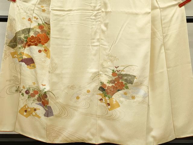 平和屋着物■訪問着 駒刺繍 地紙重ね草花文 金銀彩 正絹 逸品 CABG2178ze