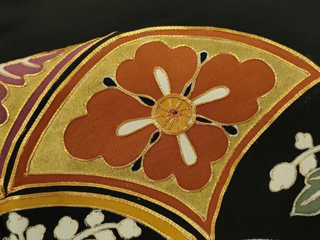 平和屋着物■豪華黒留袖 駒刺繍 青海波花文 金彩 正絹 逸品 CABG2179ze