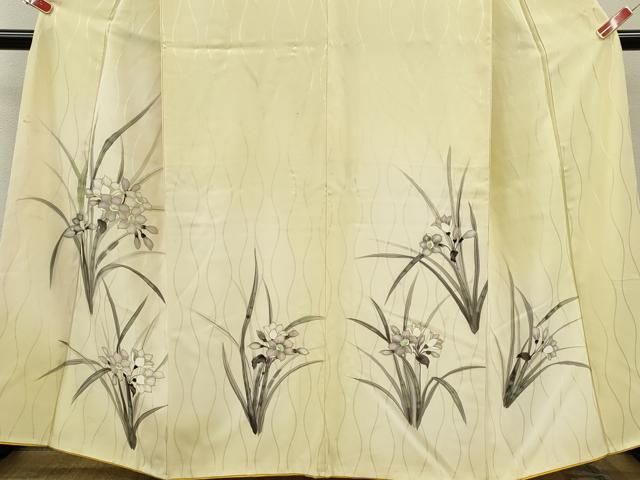 平和屋着物■訪問着 手描き スイセン 暈し染め 金彩 正絹 逸品 CABG2180ze