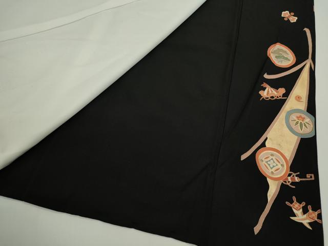 平和屋着物■豪華黒留袖 駒刺繍 花車宝尽くし 金銀彩 正絹 逸品 CABG2183ze