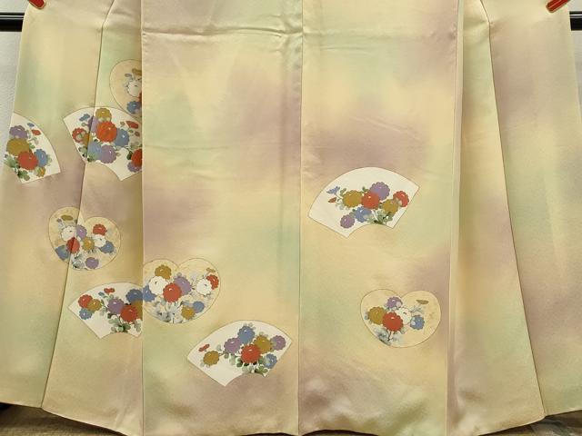 平和屋着物■訪問着 駒刺繍 地紙草花文 暈し染め 金彩 正絹 逸品 CABG2184ze