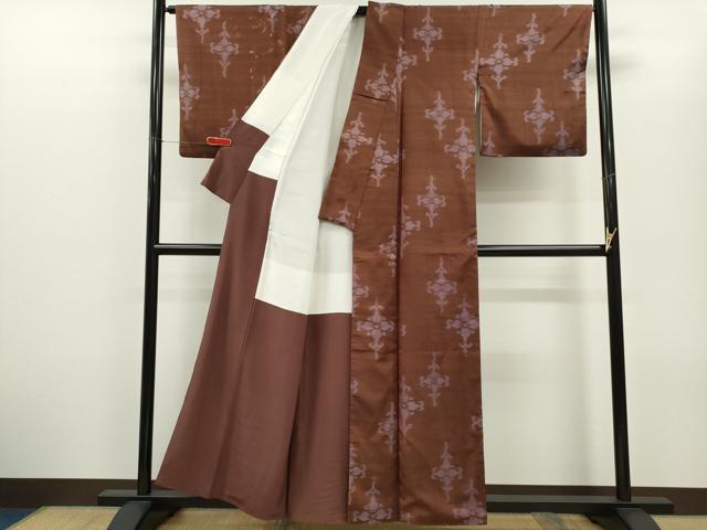 平和屋着物■上質な紬 花菱文 正絹 逸品 CABG2201ze