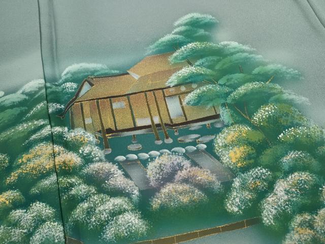 平和屋着物■訪問着 手描き 風景文 暈し染め 金彩 さが美扱い 正絹 逸品 CABG2202ze