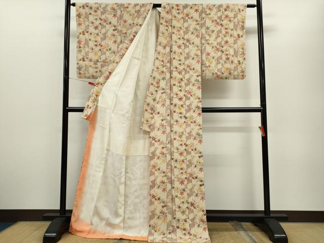 平和屋着物■上質な小紋 型染め 竹吉祥楓文 正絹 逸品 CABG2207ze
