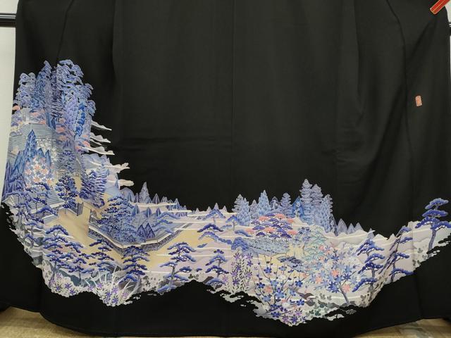 平和屋着物■豪華黒留袖 友禅 作家物 風景文 三越扱い 正絹 逸品 CABG2211ze