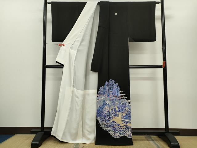 平和屋着物■豪華黒留袖 友禅 作家物 風景文 三越扱い 正絹 逸品 CABG2211ze