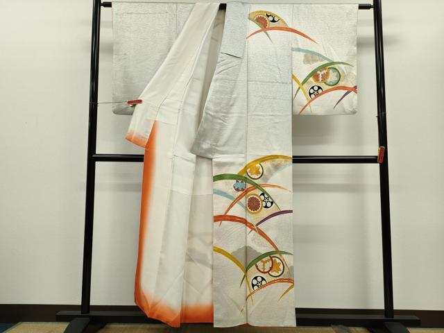平和屋着物■訪問着 駒刺繍 芝草吉祥花丸文 暈し染め 金彩 正絹 逸品 CABG2212ze