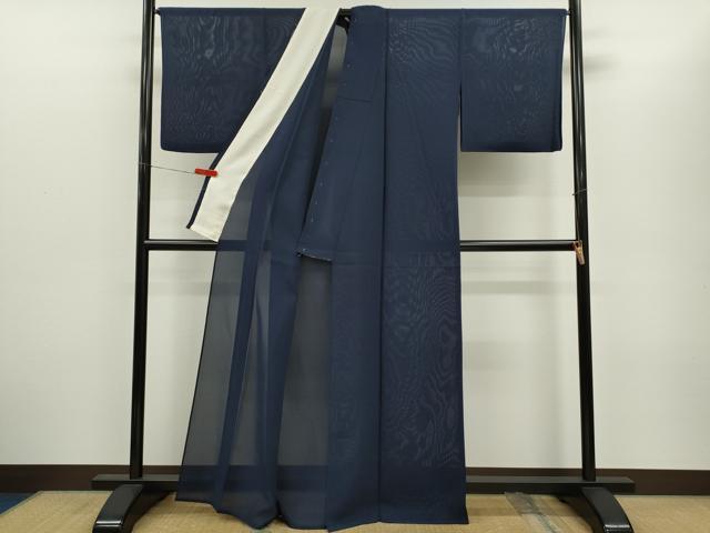 平和屋着物*夏物 色無地 絽 濃藍色 正絹 逸品 CABG2235ze