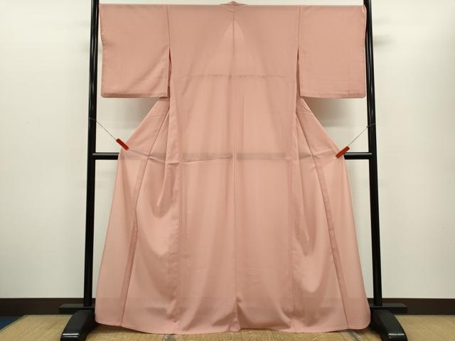 平和屋着物*夏物 色無地 絽 珊瑚色 正絹 逸品 CABG2239ze