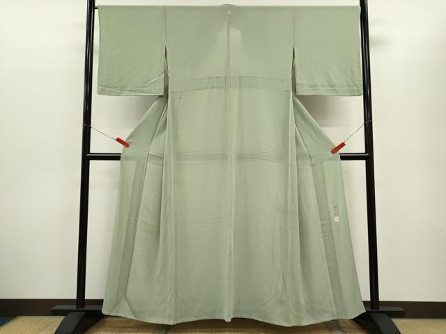 平和屋着物*本加賀友禅作家 梶山伸監修 夏物 色無地 絽縮緬 柳鼠色 正絹 逸品 CABG2241ze