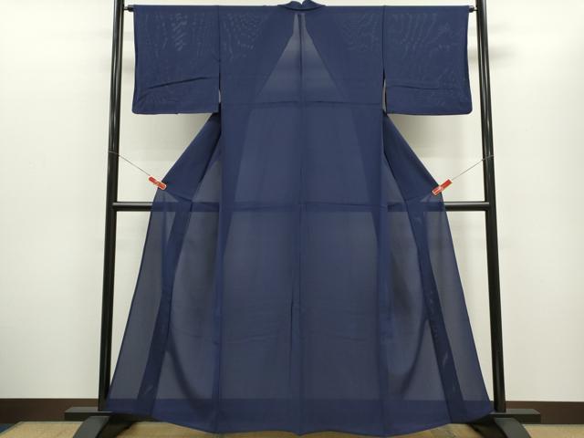 平和屋着物*夏物 色無地 絽 鉄紺色 正絹 逸品 CABG2243ze