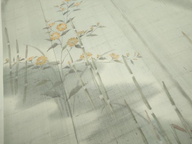 平和屋着物*夏物 訪問着 生紬地 手描き 枝花文 暈し染め 正絹 逸品 CABG2251ze