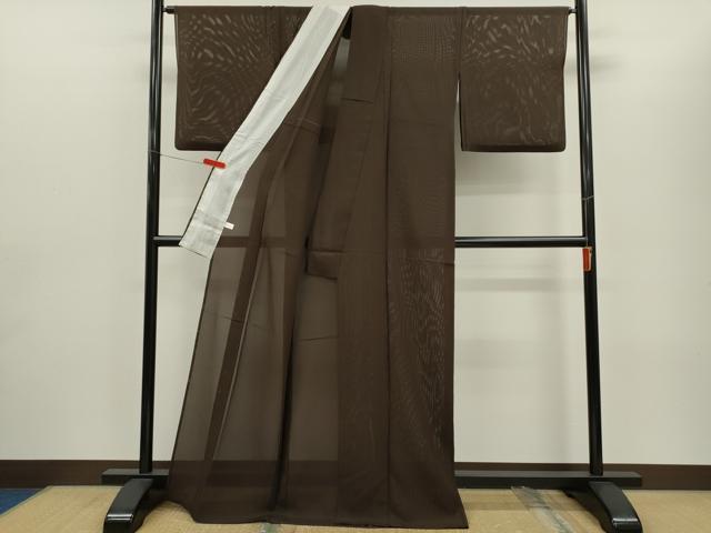 平和屋着物*夏物 色無地 絽 赤墨色 正絹 逸品 CABG2259ze