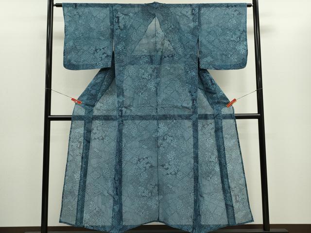平和屋着物*夏物 小紋 絹紅梅 切嵌吉祥花文 正絹 逸品 CABG2268ze