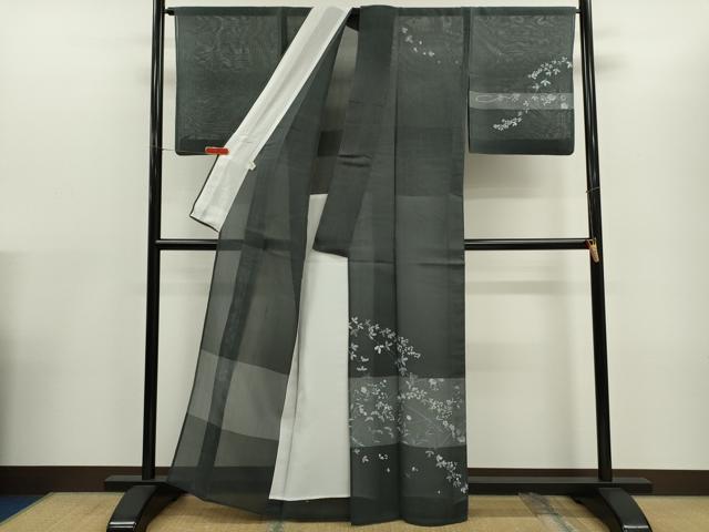 平和屋着物*夏物 訪問着 紗紬 総刺繍 枝花文 健勝苑扱い 正絹 逸品 CABG2285ze