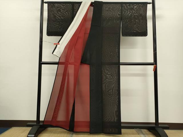 平和屋着物*夏物 色無地 紗 濡羽色 正絹 逸品 未使用 CABG2293ze