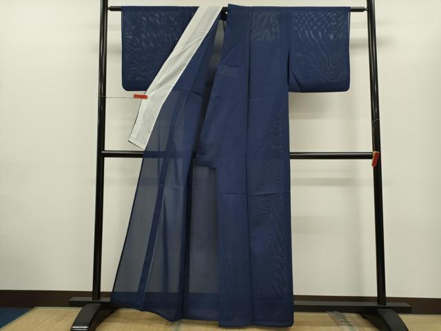 平和屋着物*夏物 色無地 絽 濃藍色 洗える着物 CABG2297ze