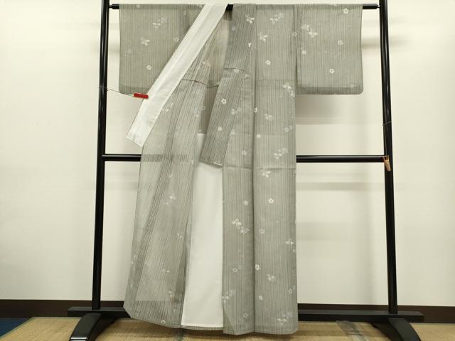 平和屋着物*夏物 小紋 紗 草花文 洗える着物 CABG2298ze