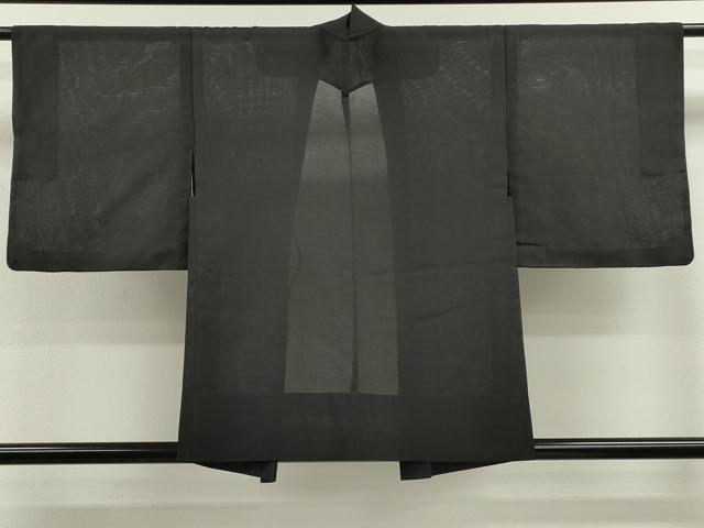平和屋着物▽羽織 スリーシーズン 春夏秋 塵除け 色無地 黒色 正絹 逸品 CABG2307ze