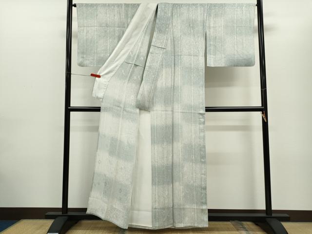 平和屋着物*夏物 小紋 縞 花唐草紋紗 暈し染め 正絹 逸品 CABG2314ze