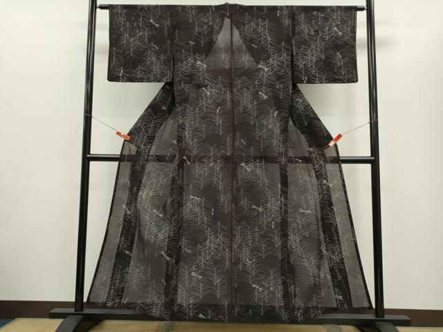 平和屋着物*夏物 小紋 絽 トンボ 草木文 正絹 逸品 CABG2320ze