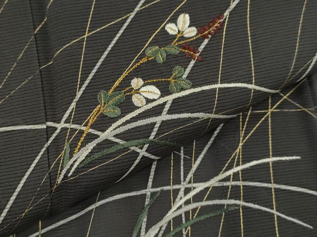 平和屋着物*夏物 訪問着 絽 刺繍 萩 金彩 正絹 逸品 CABG2353ze