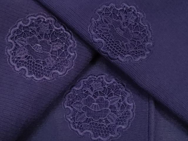 平和屋着物*中国三大刺繍 スワトウ刺繍 夏物 無地絵羽訪問着 総刺繍 絽 雪輪重ね草花文 青紫色 正絹 逸品 CABG2368ze