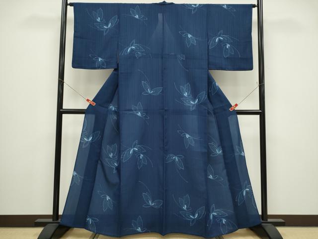 平和屋着物*夏物 小紋 紗 舞蝶文 洗える着物 CABG2378ze
