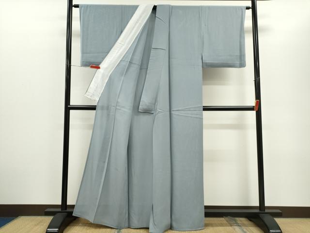 平和屋着物*夏物 色無地 絽 灰青色 正絹 逸品 CABG2385ze