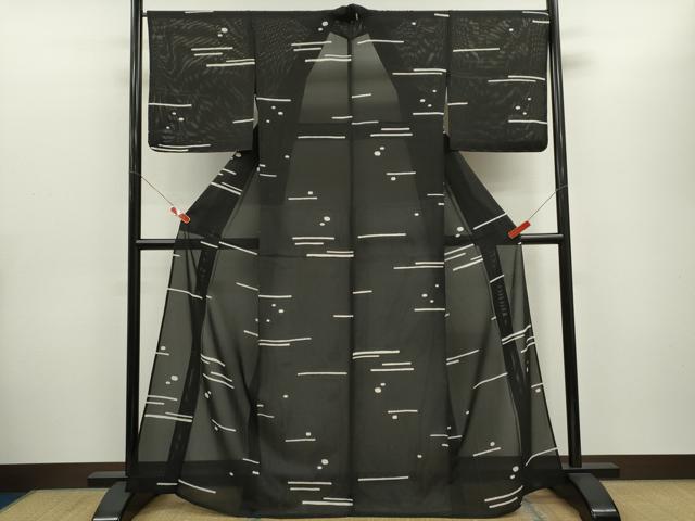 平和屋着物*夏物 訪問着 絽 吉祥文 黒地 正絹 逸品 未使用 CABG2395ze