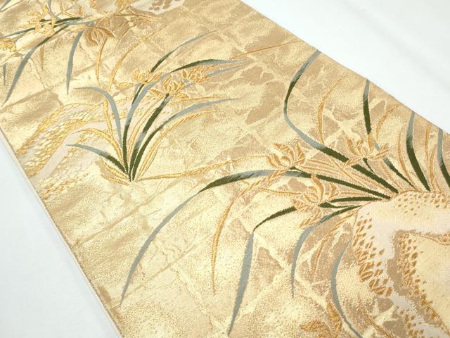 平和屋着物◎六通柄袋帯 草花文 金糸 正絹 逸品 CABG2402th