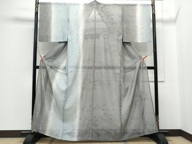 平和屋着物▽訪問着 単衣 紗袷 紗×紗 草花文 暈し染め 金彩 正絹 逸品 CABG2431th