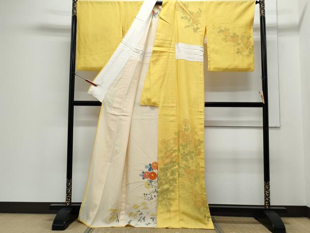 平和屋着物▽訪問着 単衣 紗袷 紗×紗 草花文 正絹 逸品 CABG2434th