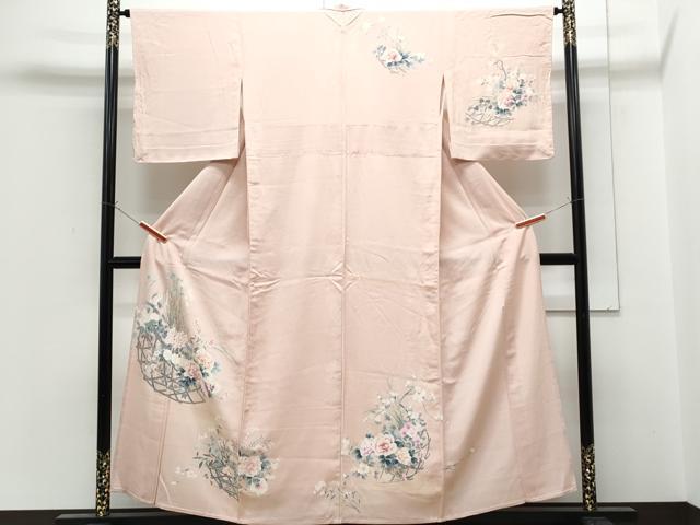 平和屋着物▽訪問着 単衣 花籠文 正絹 逸品 CABG2435th