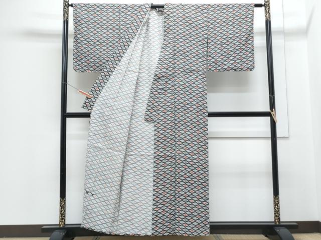 平和屋着物▽小紋 単衣 菱花文 CABG2449th
