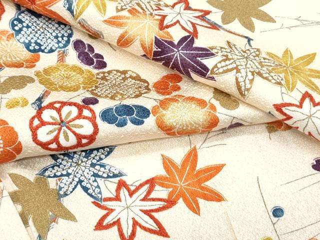 平和屋着物▽上質な小紋 単衣 草花文 正絹 逸品 CABG2450th