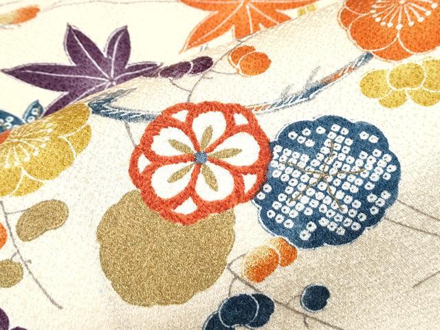 平和屋着物▽上質な小紋 単衣 草花文 正絹 逸品 CABG2450th