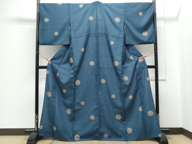 平和屋着物▽小紋 単衣 草花丸文 洗える着物 CABG2473th