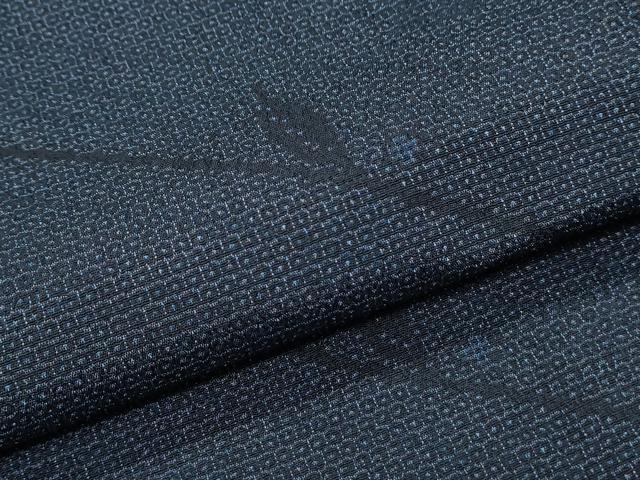 平和屋着物▽本塩沢 単衣 110亀甲 枝葉文 やまと誂製 正絹 逸品 CABG2475th
