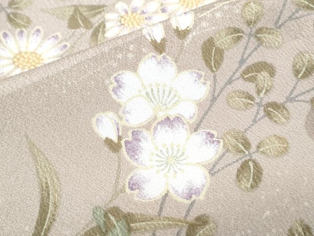 平和屋着物▽小紋 単衣 エ霞草花文 洗える着物 CABG2500th