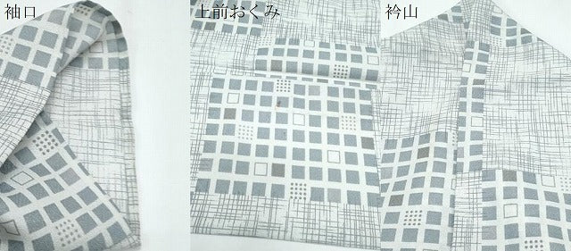 平和屋着物▽小紋 単衣 格子文 洗える着物 CABG2506th