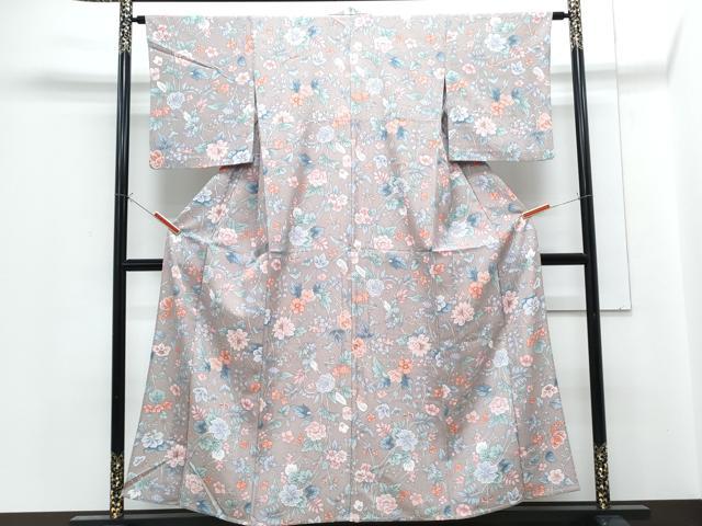 平和屋着物▽小紋 単衣 花唐草文 洗える着物 CABG2510th