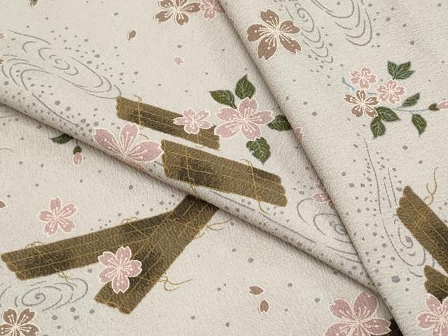 平和屋着物▽小紋 単衣 花筏文 洗える着物 CABG2513th