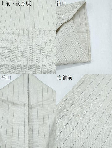 平和屋着物▽本塩沢 訪問着 単衣 110亀甲 縞 正絹 逸品 CABG2515th
