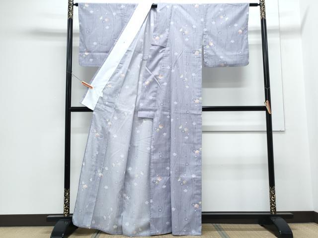 平和屋着物▽小紋 単衣 舞梅文 洗える着物 CABG2519th