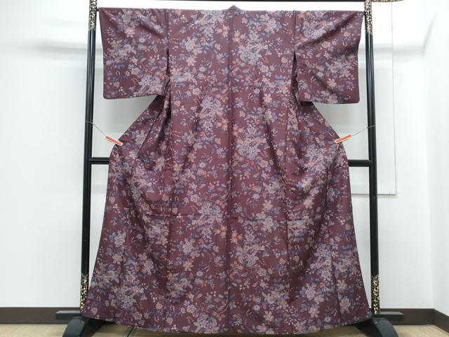 平和屋着物▽小紋 単衣 更紗花文 洗える着物 CABG2520th